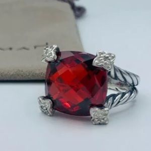 DAVID YURMAN 14mm Garnet Cushion-on-Point Ring